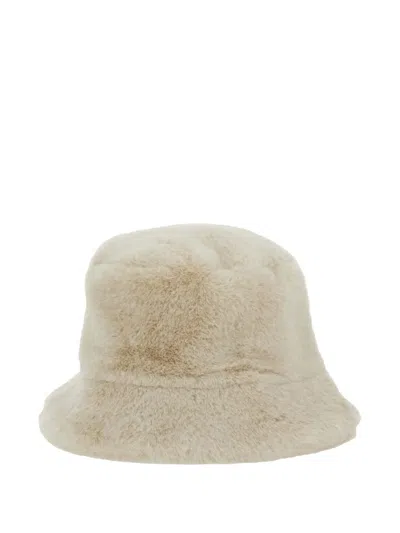 Apparis Amara White Bucket Hat In Ecofur Woman In Neutral