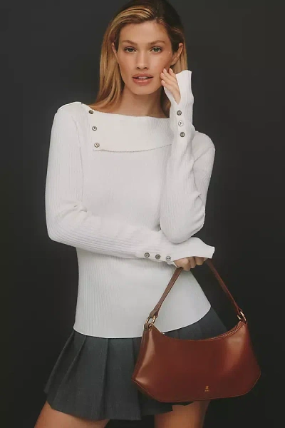 Nude Lucy Dreyfos Fitted Foldover Sweater In White