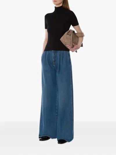 Alberta Ferretti Turtleneck Sweater With Open Back And Tie In Black