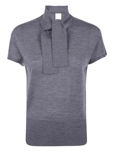 Mantù Mantu Short Sleeve Bow Neck In Gray