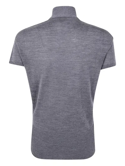 Mantù Mantu Short Sleeve Bow Neck In Gray