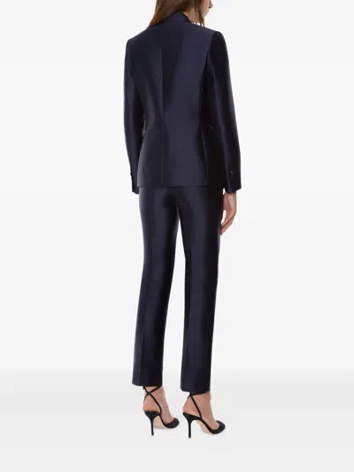Alberta Ferretti Single-breasted Jacket In Glossy Silk-blend Satin Women In Blue