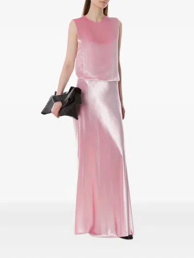 Alberta Ferretti Satin Maxi Skirt In Pink