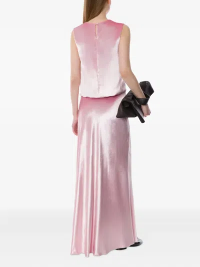 Alberta Ferretti Satin Maxi Skirt In Pink