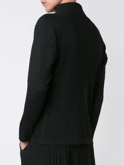 Issey Miyake Ribbed Roll Neck T-shirt In Black