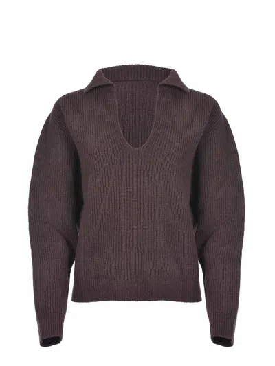 Alysi Women Brown Ribbed Wool Sweater, S Luxury Sweaters & Knitwear For Women Darveys In Green