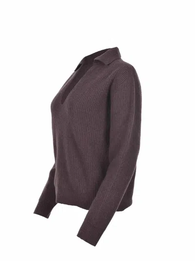 Alysi Women Brown Ribbed Wool Sweater, S Luxury Sweaters & Knitwear For Women Darveys In Green