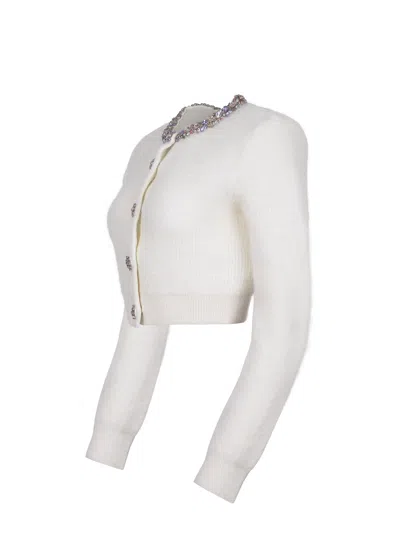 Self-portrait Cream Colored Cardigan Self Portrait Made From A Wool Blend. In Neutral