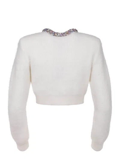 Self-portrait Cream Colored Cardigan Self Portrait Made From A Wool Blend. In Neutral