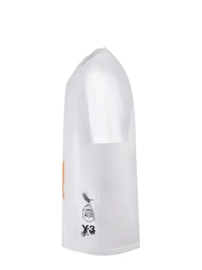 Y-3 White Crewneck Graphic T-shirt In White
