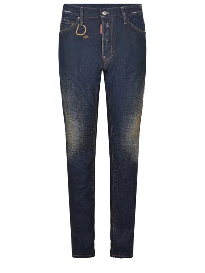 Dsquared2 Dark Indigo Slim-fit Denim Jeans With Distressed Details In Blue