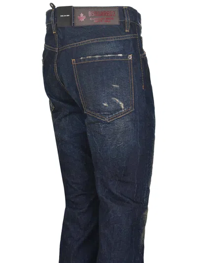 Dsquared2 Dark Indigo Slim-fit Denim Jeans With Distressed Details In Blue