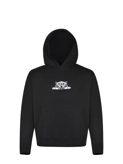 Kenzo Hooded Graphic Print Cotton T-shirt In Black