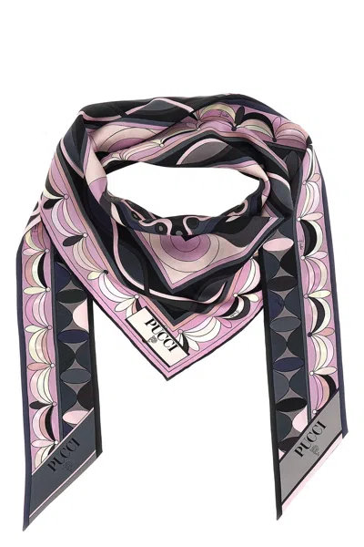 Pucci Graphic Lightweight Rectangular Scarf Design In Pink
