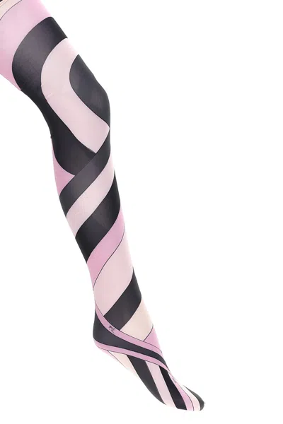 Pucci Patterned Printed Tights Socks Multicolor In Pink