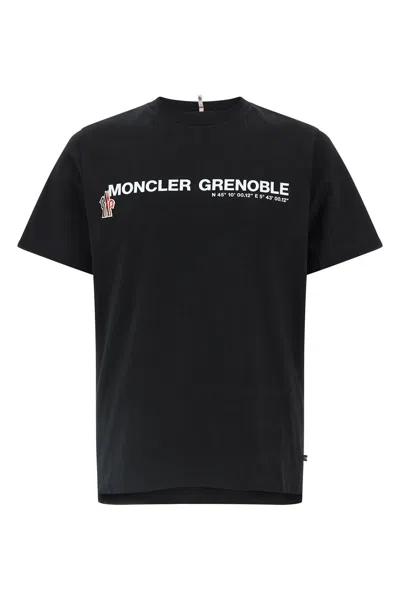 Moncler Midnight Blue Stretch Cotton T-shirt In Black