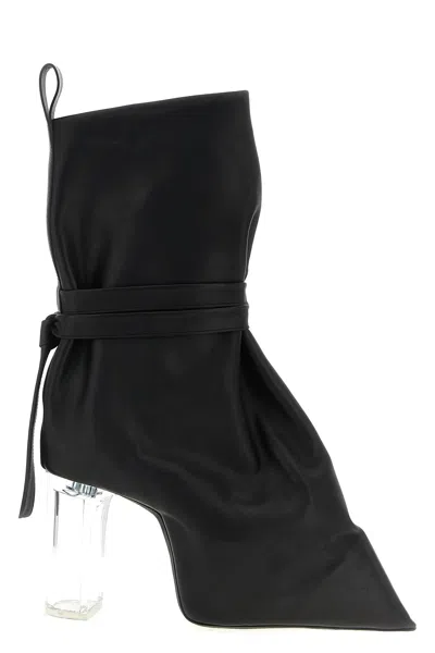 Rick Owens Ankle Boots With Clear Heel And Pointed Toe In Black