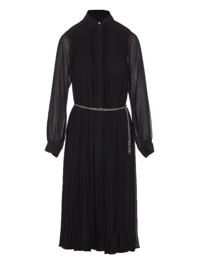 Michael Michael Kors Pleated Shirt Dress In Black