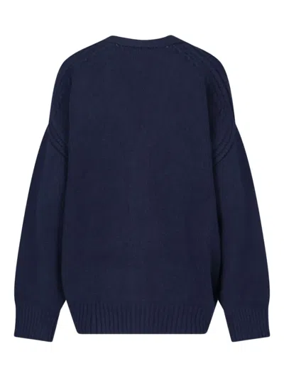 Sa Su Phi Navy Blue Knitted Cardigan With V-neckline And Button-down Front In Blue