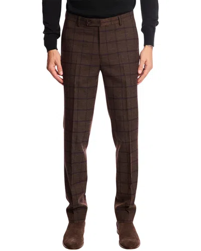 Paisley & Gray Downing Slim Fit Flat Front Windowpane Dress Pants In Brown