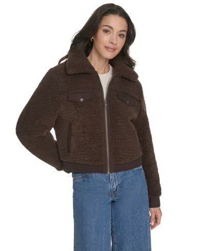 Levi's Women's Sherpa Zip-front Jacket In Brown