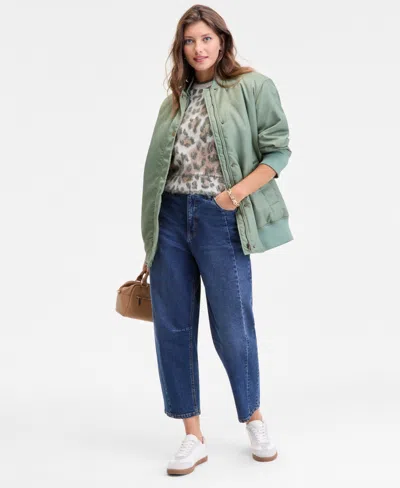 On 34th Women's Oversized Bomber Jacket, Macy's Exclusive In Green