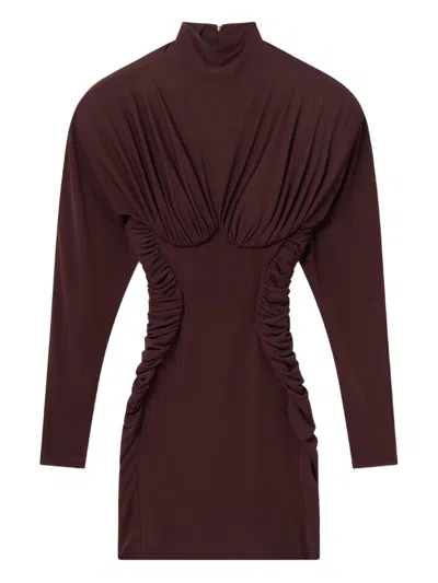 Stella Mccartney Pleated Mini Dress In Brown