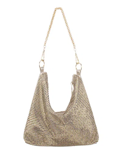 Nina Crystal Embellished Zipper Hobo Bag In Gold