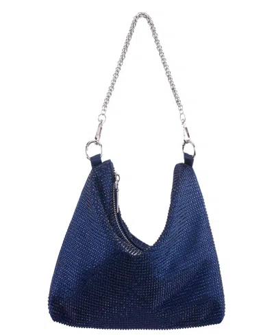 Nina Crystal Embellished Zipper Hobo Bag In Blue