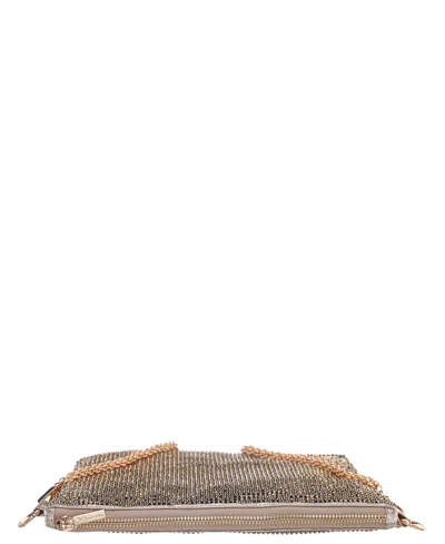 Nina Crystal Embellished Zipper Hobo Bag In Gold