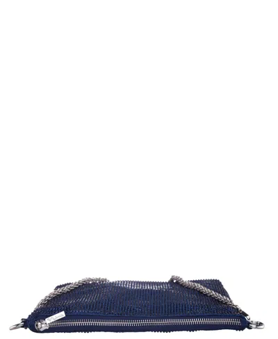 Nina Crystal Embellished Zipper Hobo Bag In Blue