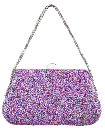 Nina Rock Candy Minaudiere Crystal Lift Lock Clutch In Purple