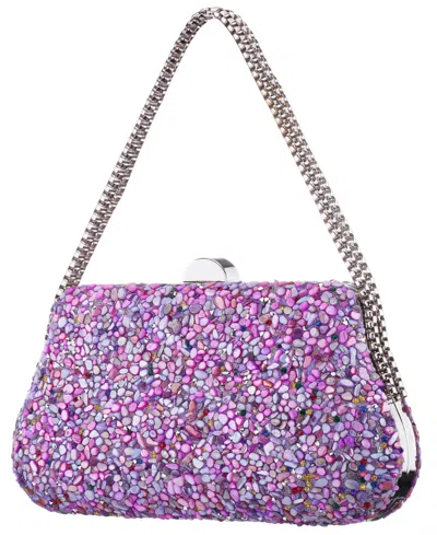 Nina Rock Candy Minaudiere Crystal Lift Lock Clutch In Purple