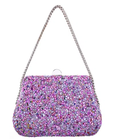 Nina Rock Candy Minaudiere Crystal Lift Lock Clutch In Purple