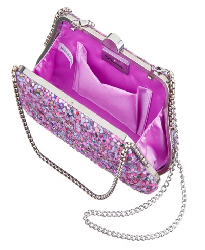 Nina Rock Candy Minaudiere Crystal Lift Lock Clutch In Purple