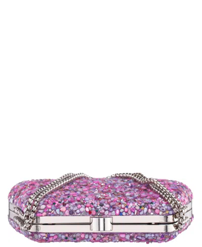 Nina Rock Candy Minaudiere Crystal Lift Lock Clutch In Purple