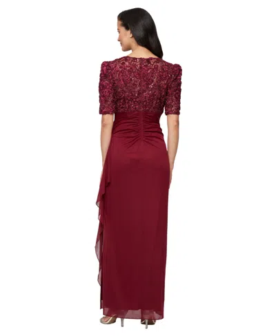 Alex Evenings Petite Empire Waist Dress In Burgundy