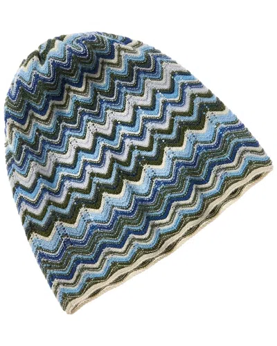 Forte Cashmere Zig Zag Cashmere Pull-on Hat In Green
