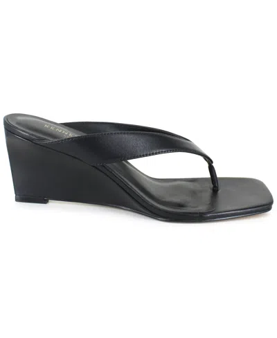 Kenneth Cole New York Women's Susannah Dress Wedge Thong Sandals In Black