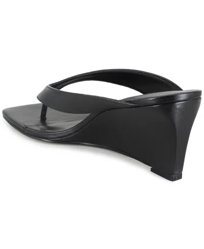 Kenneth Cole New York Women's Susannah Dress Wedge Thong Sandals In Black
