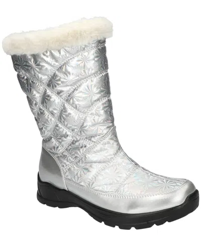 Easy Street Womens Cuddle Flat Heel Booties In Silver