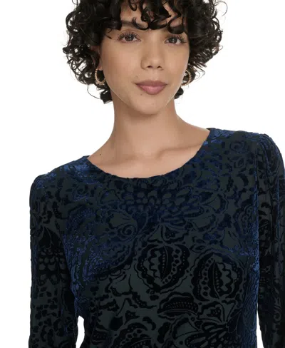 Tommy Hilfiger Women's Crewneck Ruffled Hem Dress In Blue