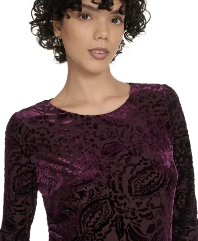 Tommy Hilfiger Women's Crewneck Ruffled Hem Dress In Purple