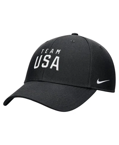Nike Big Boys And Girls Black Team Usa Club Dri-fit Ripstop Adjustable Hat In Black