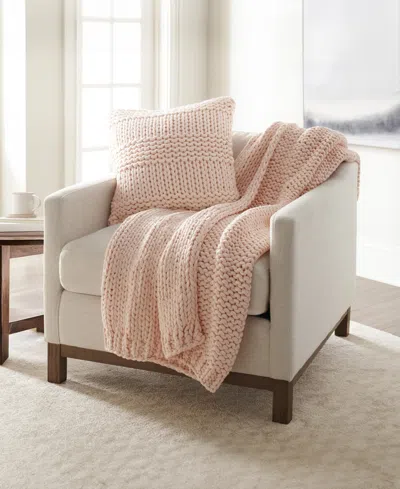 Ienjoy Home Chunky Blanket And Decor Pillow Bundle, 21" X 21" In Pink