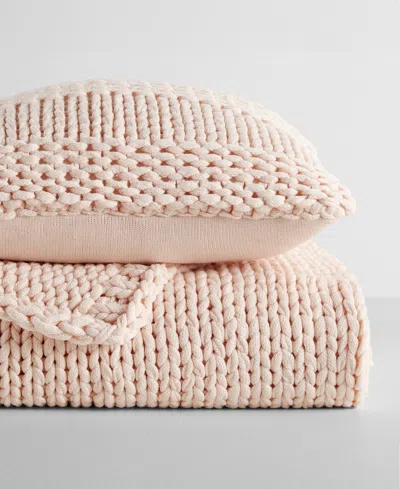 Ienjoy Home Chunky Blanket And Decor Pillow Bundle, 21" X 21" In Pink