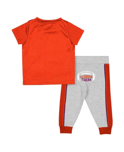 Colosseum Baby Boys And Girls 2-piece Orange/heather Gray Clemson Tigers Ka-boot-it Jersey And Pants Set In Orange