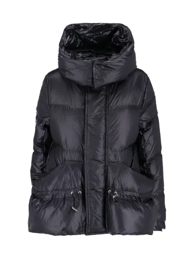 Sacai Black Nylon Down Jacket With Drawstring In Black