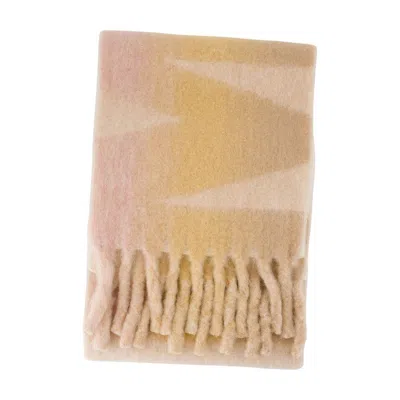 Isabel Marant Fringed Wool Scarf With Abstract Pattern In Neutral