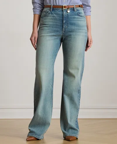 Ralph Lauren Plus Size High-rise Wide-leg Jeans In Blue